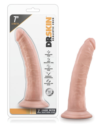 Blush Dr. Skin 7&quot; Cock w/Suction Cup - Vanilla