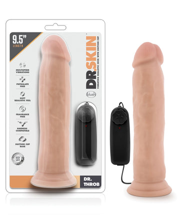 Blush Dr. Skin Dr. Throb 9.5&quot; Cock w/Suction Cup - Vanilla