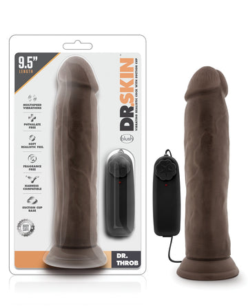 Blush Dr. Skin Dr. Throb 9.5&quot; Cock w/Suction Cup - Chocolate