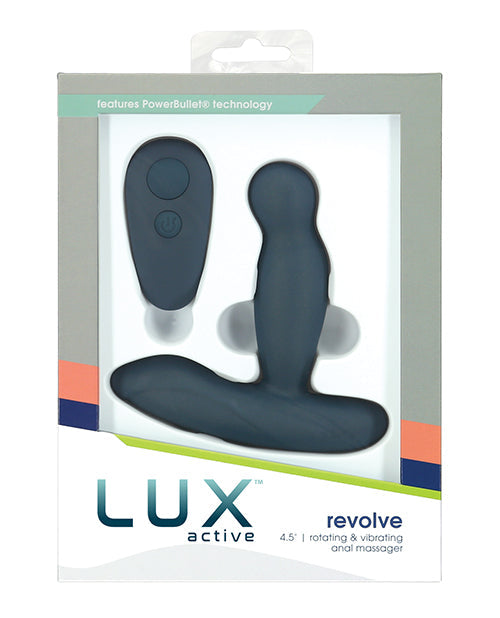 Lux Active Revolve 4.5&quot; Rotating &amp; Vibrating Anal Massager - Dark Blue