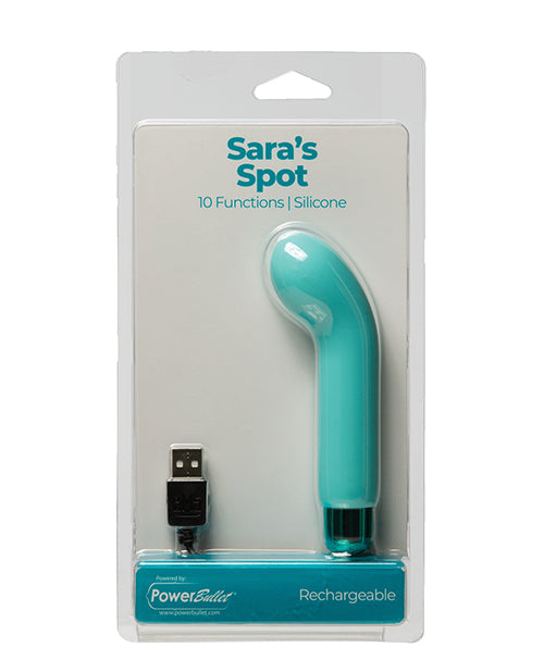 Sara&#039;s Spot Rechargeable Bullet w/G Spot Sleeve - 10 Functions Teal