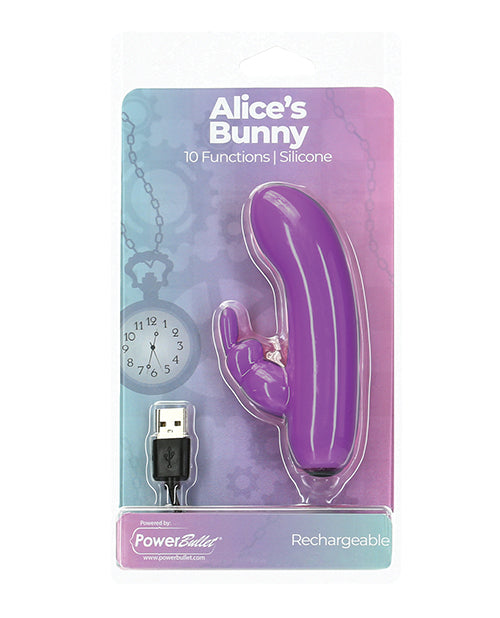 Alice&#039;s Bunny Rechargeable Bullet w/Rabbit Sleeve - 10 Functions Purple