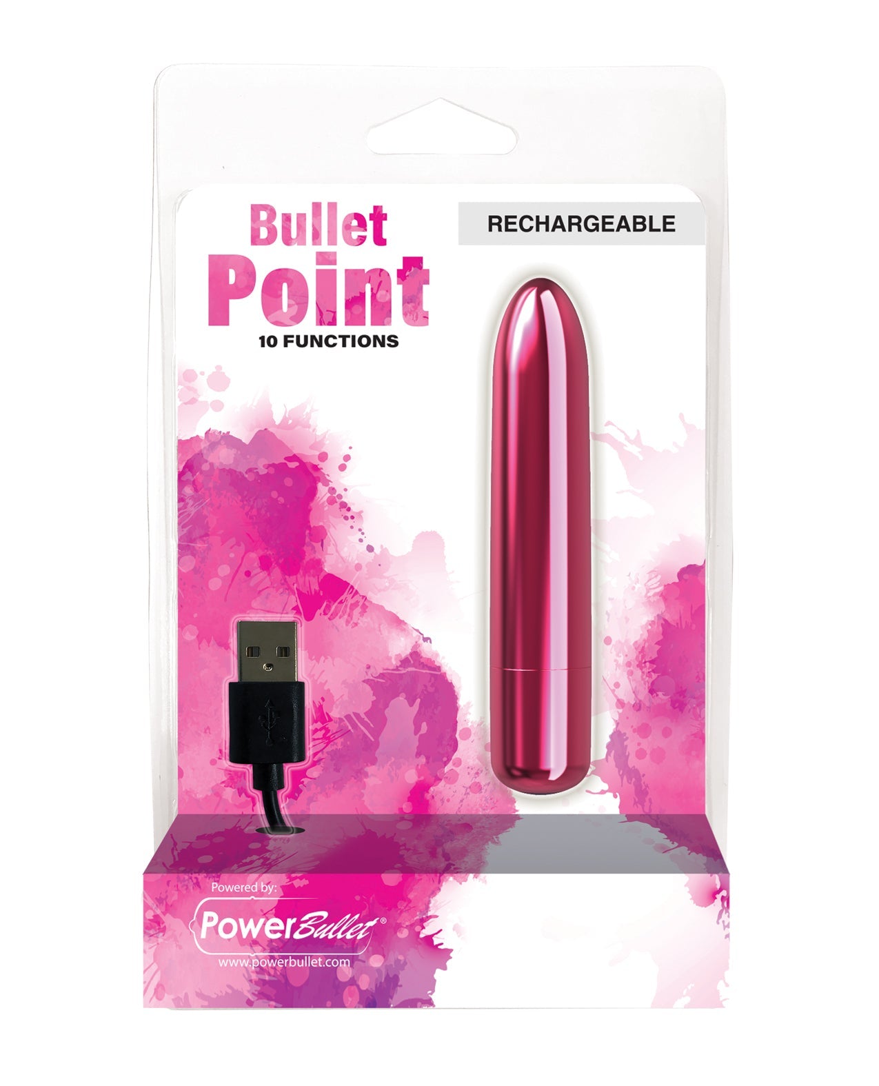 Bullet Point Rechargeable Bullet - 10 Functions Pink