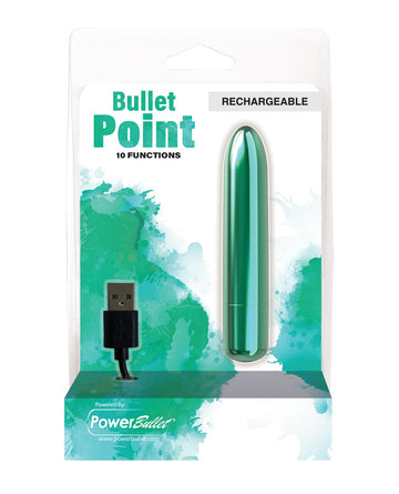 Bullet Point Rechargeable Bullet - 10 Functions Teal