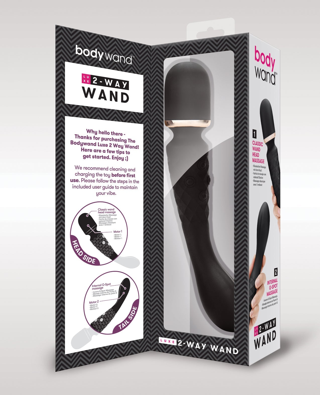Bodywand Luxe 2 Way Wand Head Massager - Black