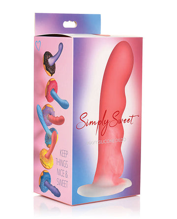 Curve Toys Simply Sweet 7&quot; Wavy Silicone Dildo - Pink/White