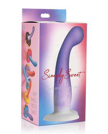 Curve Toys Simply Sweet 7&quot; Slim G Spot Silicone Dildo - Purple/White