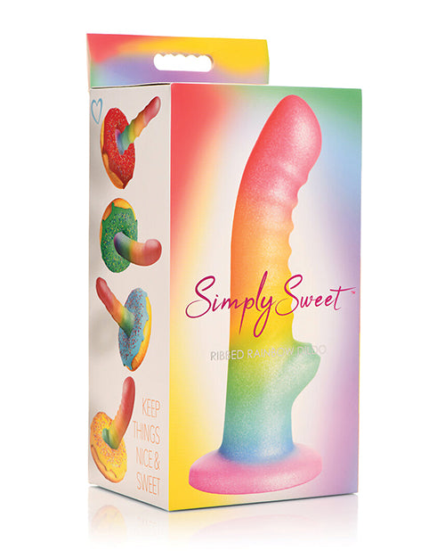 Curve Toys Simply Sweet 6.5&quot; Ribbed Rainbow Dildo