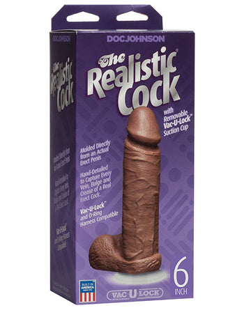 6&quot; Realistic Cock w/Balls - Brown