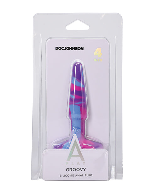 A Play 4&quot; Groovy Silicone Anal Plug - Multicolor/Pink