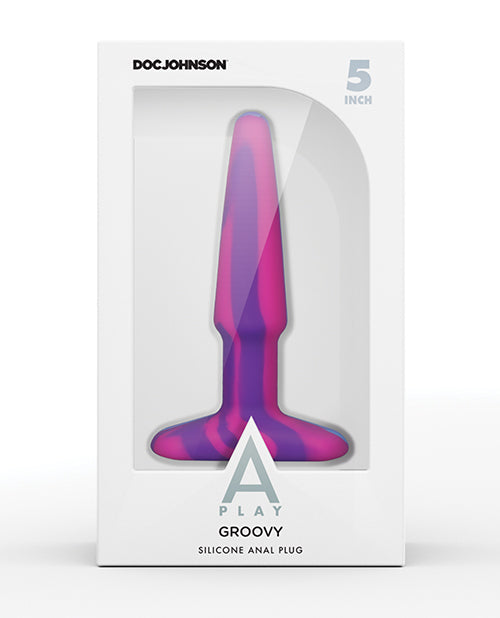 A Play 5&quot; Groovy Silicone Anal Plug - Multicolor/Pink