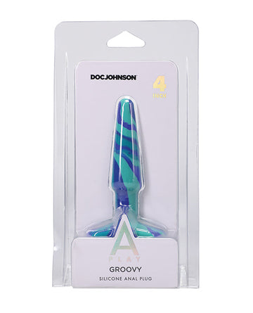 A Play 4&quot; Groovy Silicone Anal Plug - Ocean