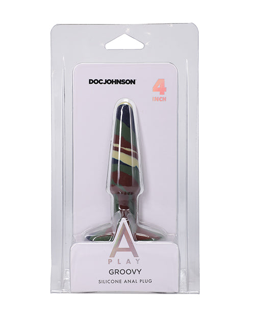 A Play 4&quot; Groovy Silicone Anal Plug - Camouflage