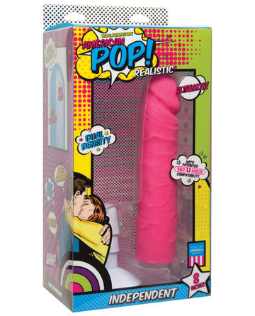 American Pop Independent Ultraskyn 8&quot; Dildo w/Suction Cup - Pink