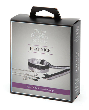Fifty Shades of Grey Play Nice Satin &amp; Lace Collar &amp; Nipple Clamps