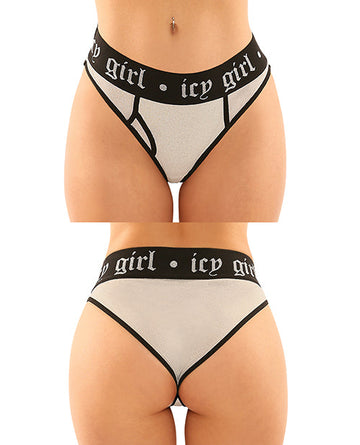 Vibes Buddy Pack Icy Girl Metallic Boy Brief &amp; Lace Thong Black L/XL