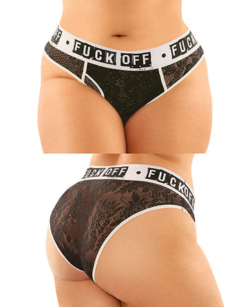 Vibes Buddy Fuck Off Lace Boy Brief &amp; Lace Thong Black QN