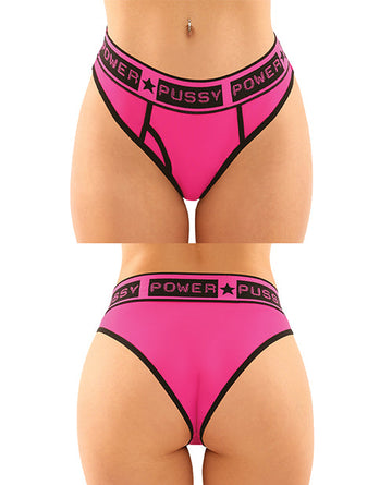 Vibes Buddy Pack Pussy Power Micro Brief &amp; Lace Thong Pnk/Blk L/XL