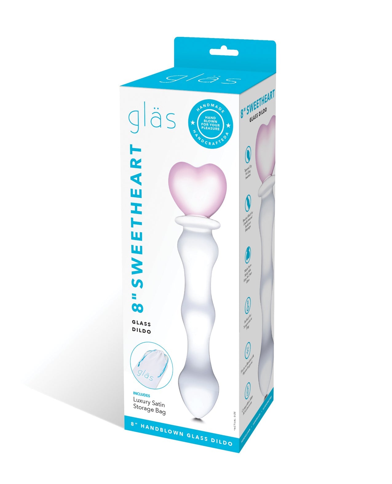 Glas 8&quot; Sweetheart Glass Dildo - Pink/Clear