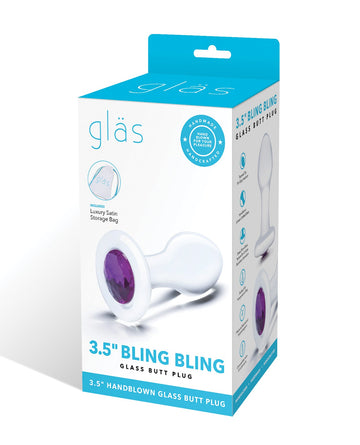 Glas 3.5&quot; Bling Bling Glass Butt Plug - Clear