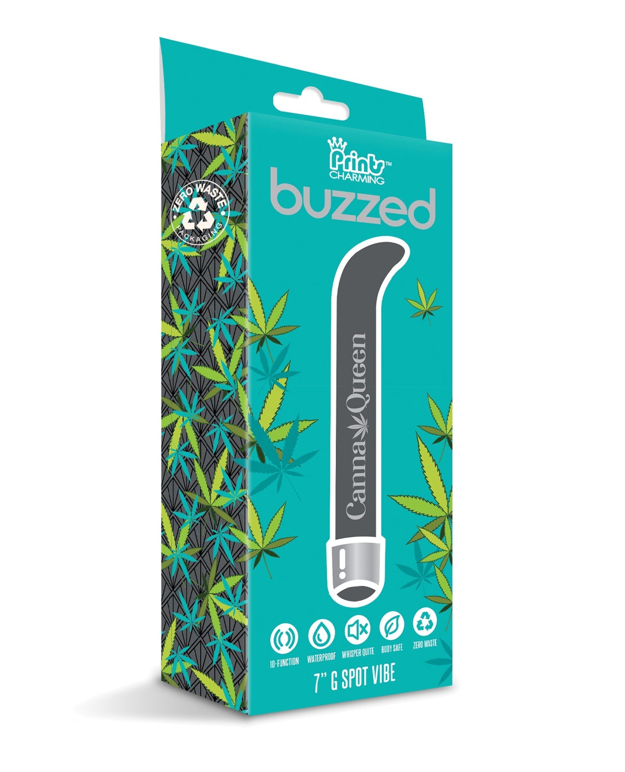 Buzzed 7&quot; G-Spot Vibe  - Canna Queen Black