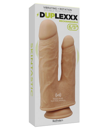 Skinsations Duplexx Vibrating &amp; Rotating Double Dildo - Flesh