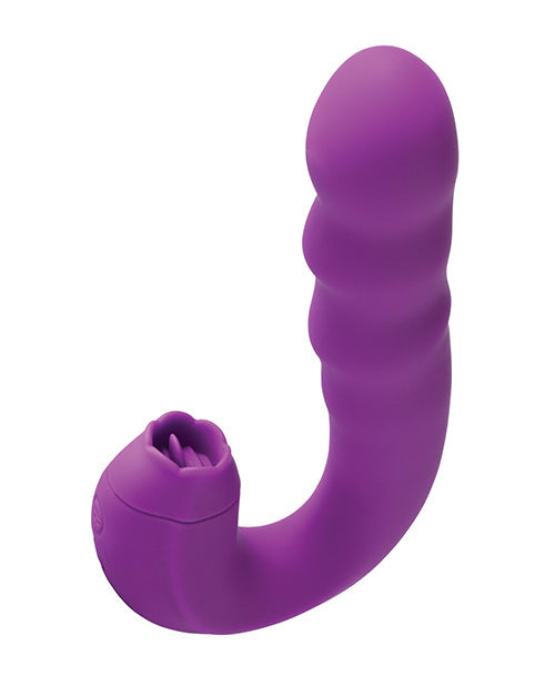 Lilian G-Spot Vibrator w/Rotating Head &amp; Vibrating Tongue - Purple