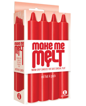 The 9&#039;s Make Me Melt Sensual Warm Drip Candles - Red Hot Pack of 4