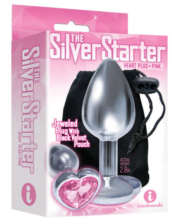 The 9&#039;s The Silver Starter Bejeweled Heart Stainless Steel Plug - Pink