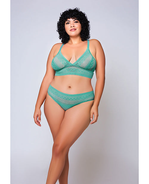 Geometric Lace Bralette &amp; Hipster Teal 1X