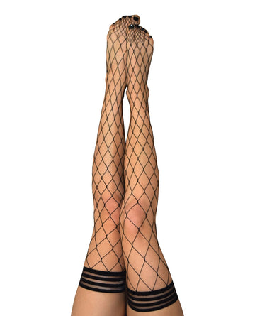 Kix&#039;ies Michelle Large Fishnet Thigh High Black C