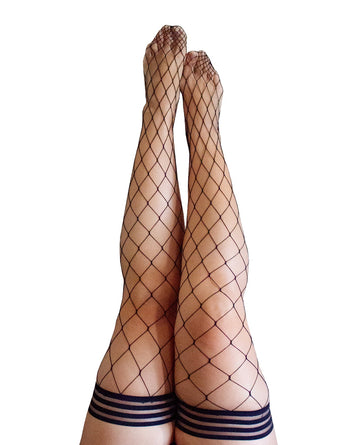 Kix&#039;ies Michelle Large Fishnet Thigh High Black D