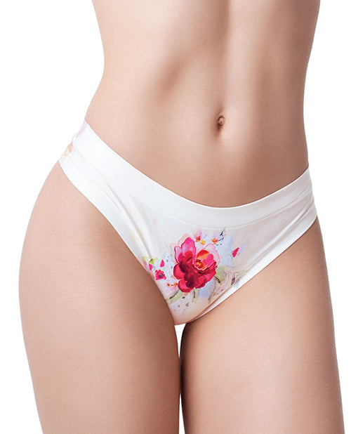 Mememe Flower Power Rose Printed Thong XL