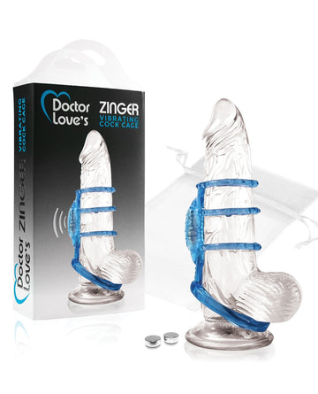 Doctor Love&#039;s Zinger Vibrating Cock Cage - Blue