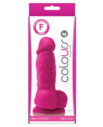 Colours Pleasures 4&quot; Dong w/Balls &amp; Suction Cup - Pink