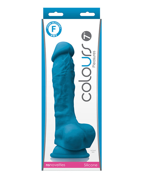 Colours Pleasures 7&quot; Dong w/Balls &amp; Suction Cup - Blue