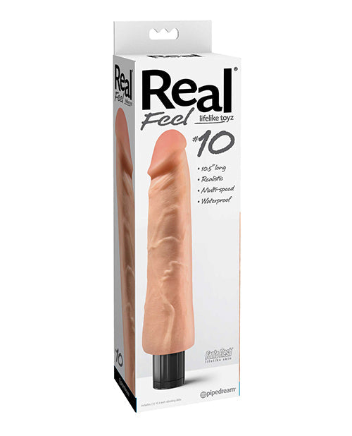 Real Feel No. 10  Long 10&quot; Vibe Waterproof - Mutli-speed Flesh