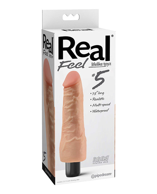 Real Feel No. 5 Long 7.5&quot; Vibe Waterproof - Mutli-speed Flesh