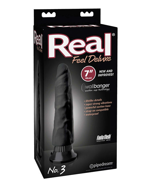 Real Feel Deluxe No. 3  7&quot; Vibe Waterproof - Black