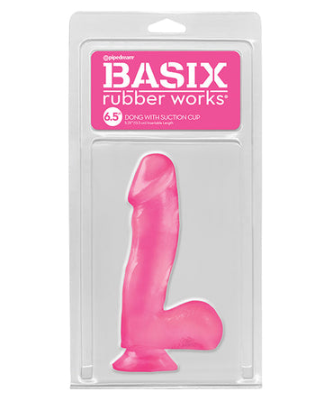 Basix Rubber Works 6.5&quot; Dong w/Suction Cup - Pink