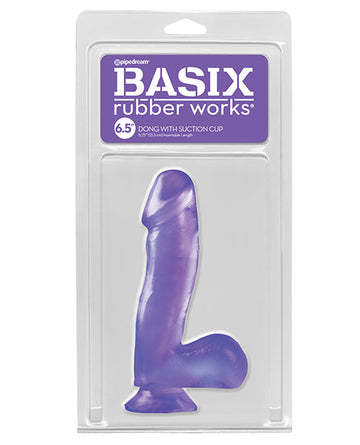 Basix Rubber Works 6.5&quot; Dong w/Suction Cup - Purple
