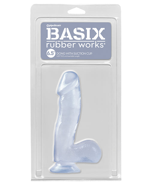 Basix Rubber Works 6.5&quot; Dong w/Suction Cup - Clear