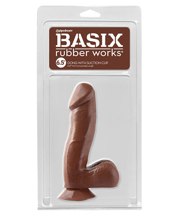 Basix Rubber Works 6.5&quot; Dong w/Suction Cup - Brown