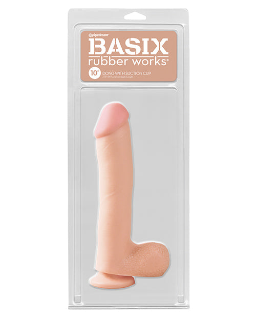 Basix Rubber Works 10&quot; Dong w/Suction Cup - Flesh