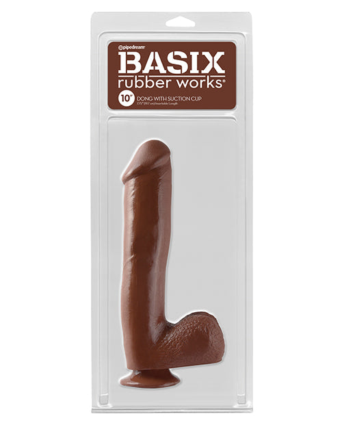 Basix Rubber Works 10&quot; Dong w/Suction Cup - Brown