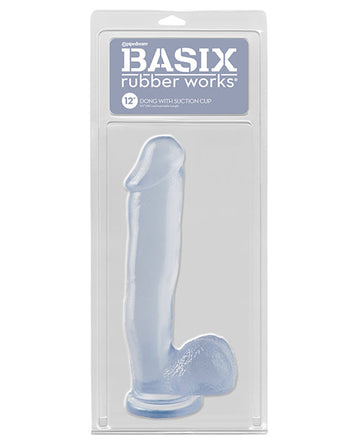 Basix Rubber Works 12&quot; Dong w/Suction Cup - Clear