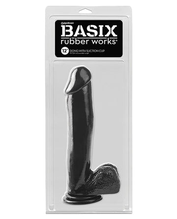 Basix Rubber Works 12&quot; Dong w/Suction Cup - Black