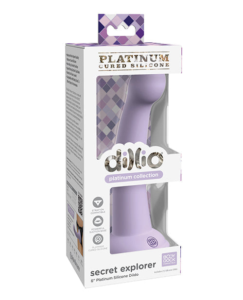 Dillio Platinum 6&quot; Secret Explorer Silicone Dildo - Purple