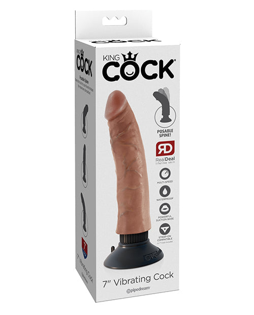 King Cock 7&quot; Vibrating Cock - Tan