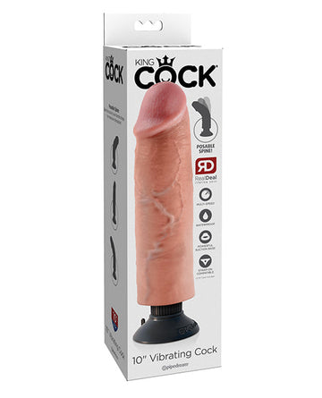 King Cock 10&quot; Vibrating Cock - Flesh